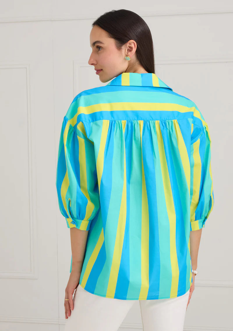 The Mollie Shirt | Aquatic Stripe Embroidery