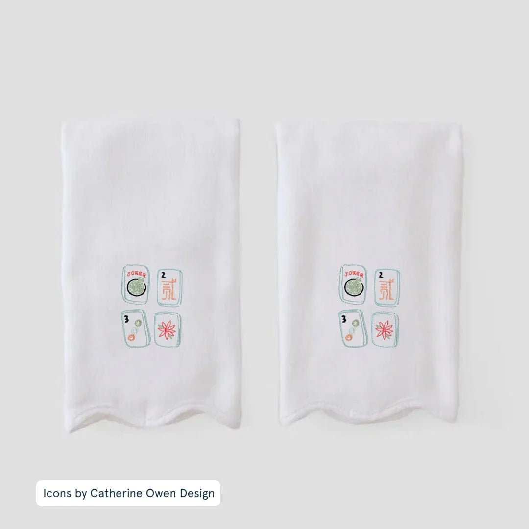 Scalloped Powder Bath Towels | Mahjong Tiles