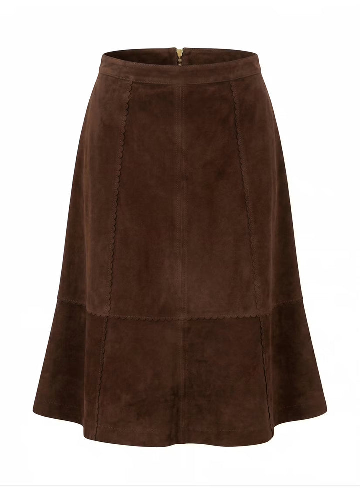 Maura Skirt | Chocolate Suede