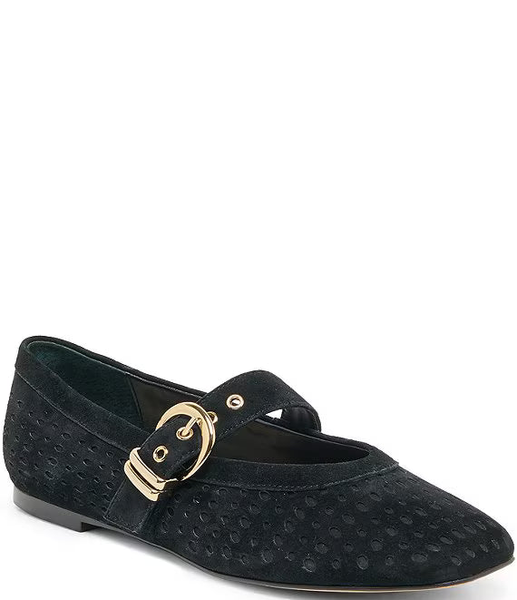 Mikela Ballet Flat | Onyx Perforated Suede