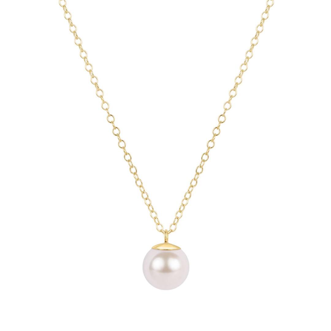 16" necklace gold - classic pearl 10mm charm