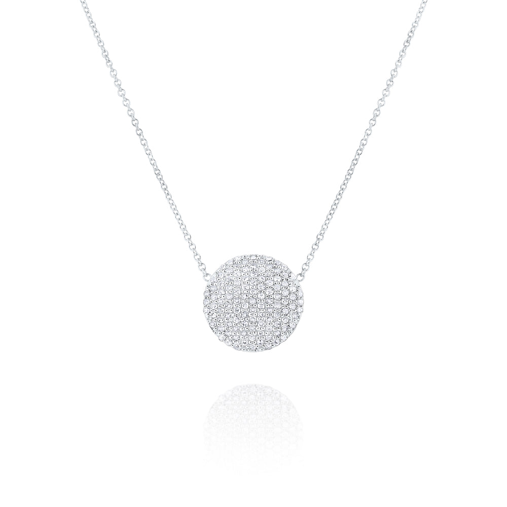 14kt Diamond Pavé Disc Pendant Necklace