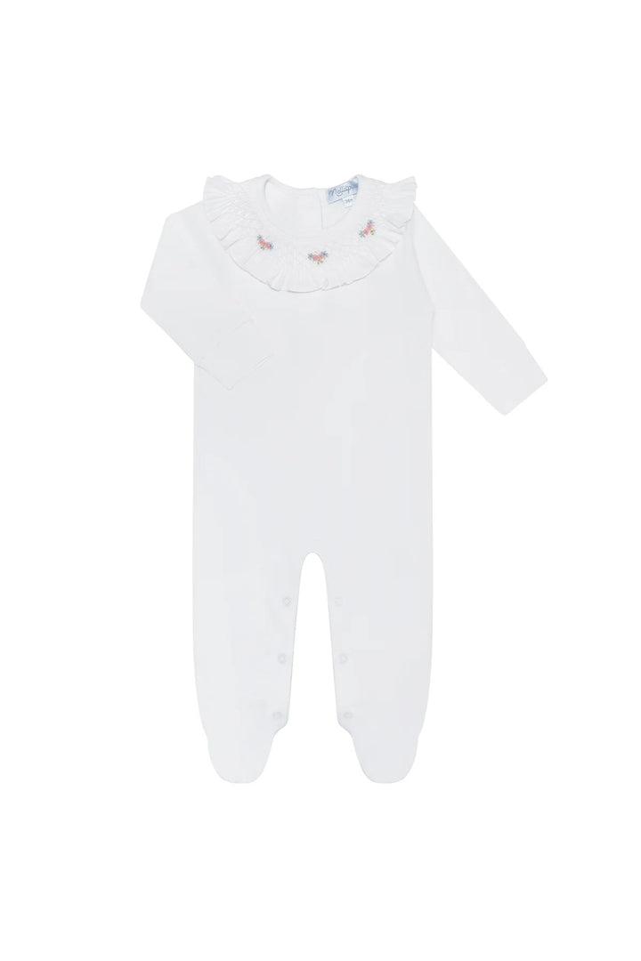Princess Smocked Footie | White