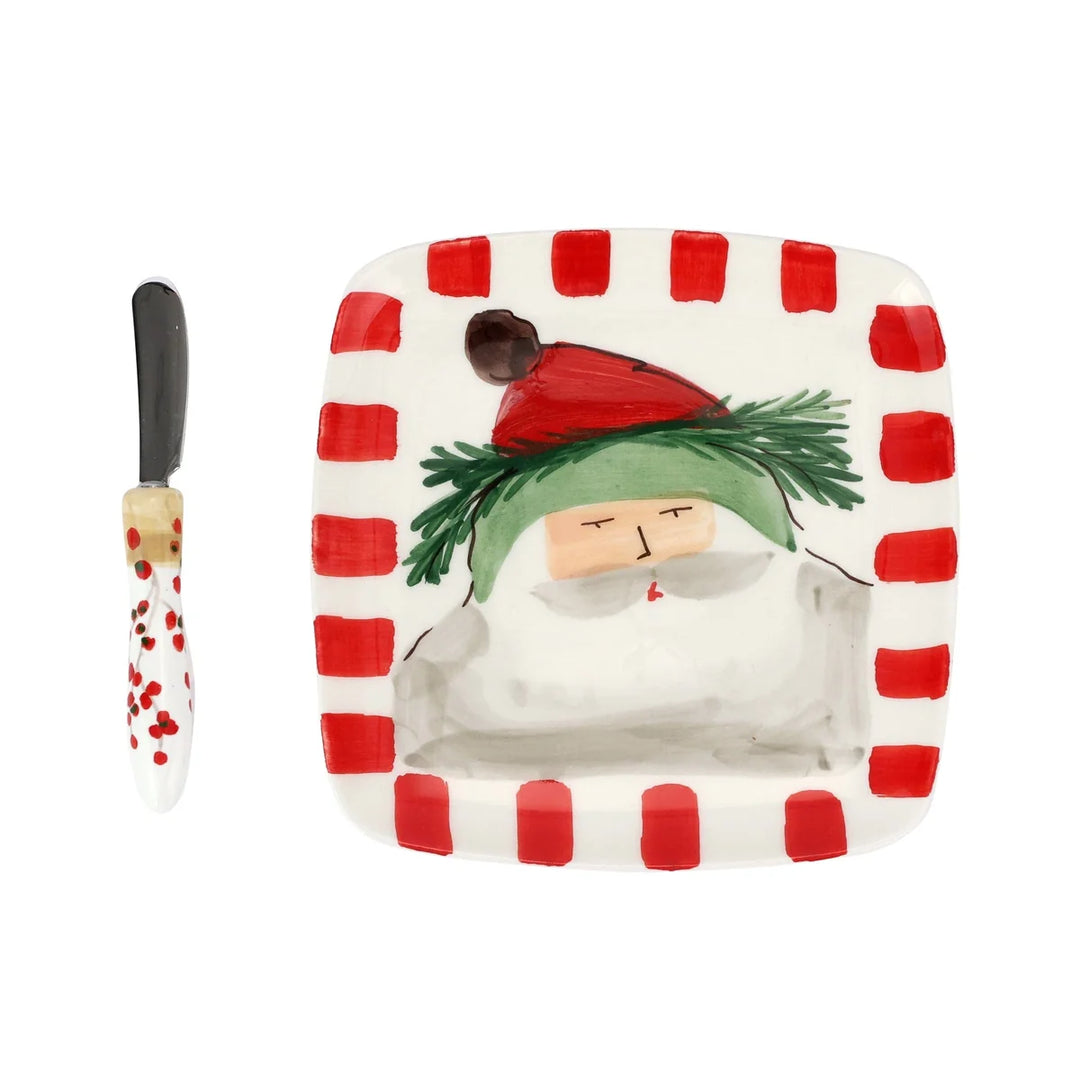 Old St. Nick Square Plate with Spreader