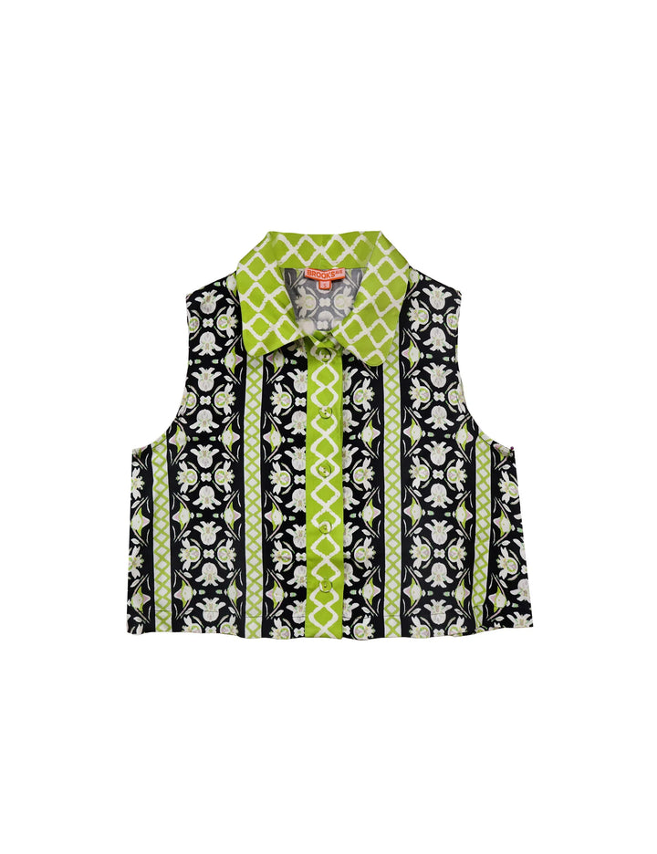 Olive Sleeveless Button Down | Fleur de Lune Black