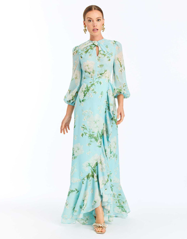 Ophelia Chiffon Gown | Blue Botanica - Charlotte's Inc