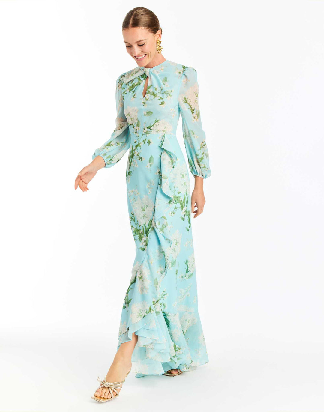 Ophelia Chiffon Gown | Blue Botanica - Charlotte's Inc