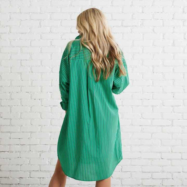Preppy Dress | Fall Stripe Green