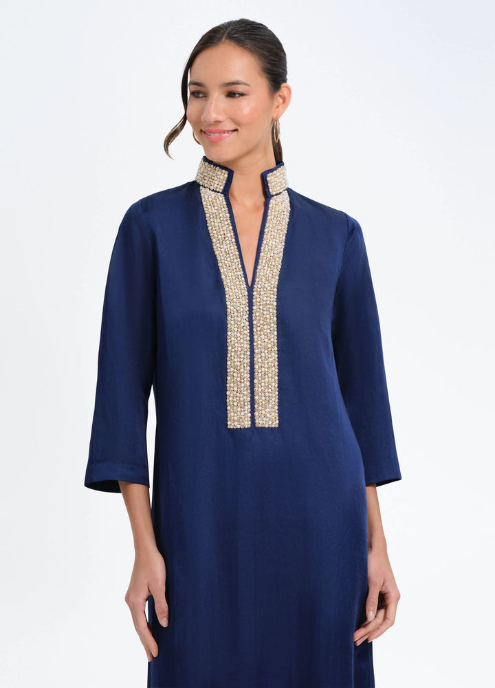 Pearl 3/4 Sleeve Caftan | Navy
