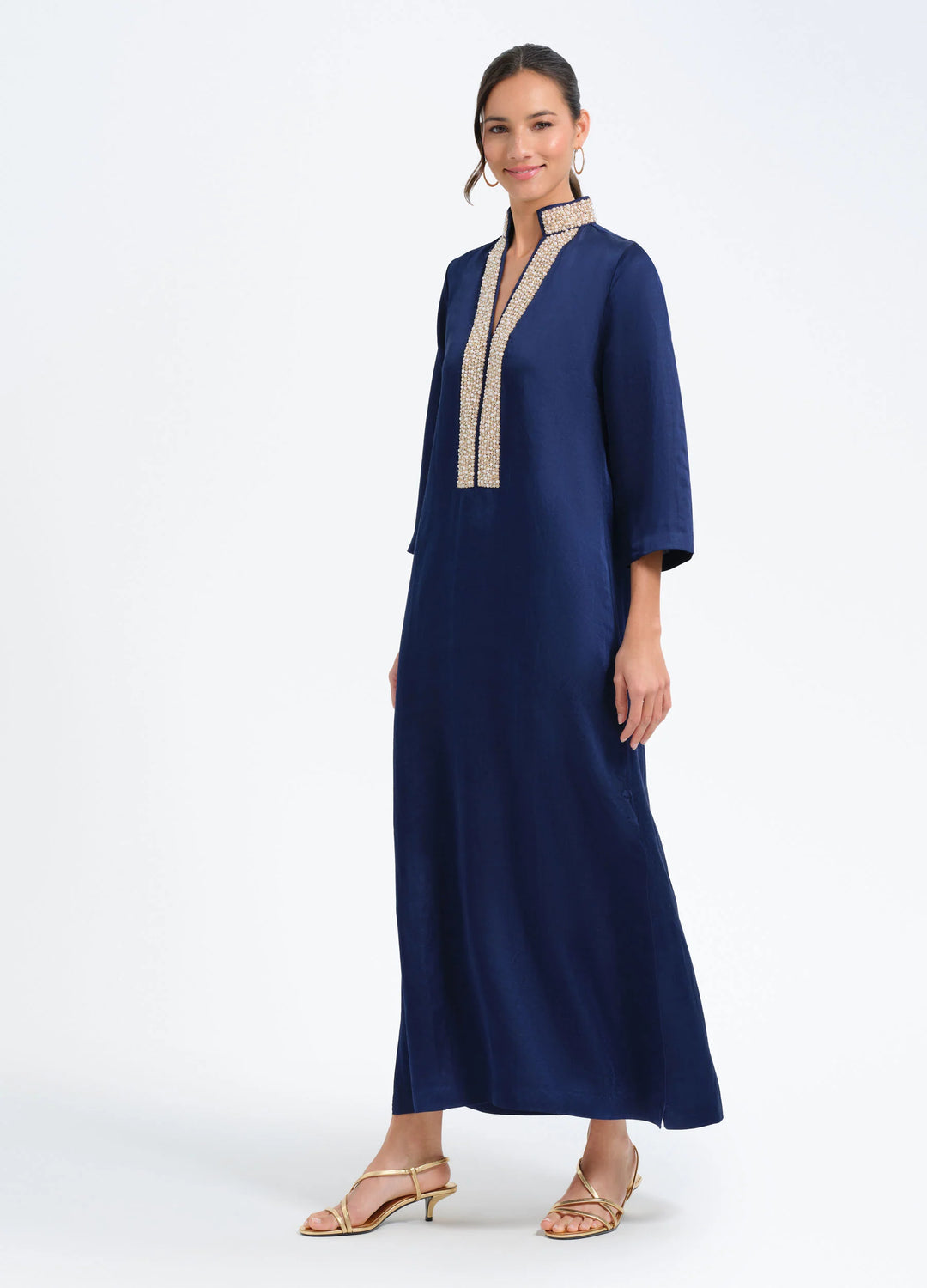 Pearl 3/4 Sleeve Caftan | Navy