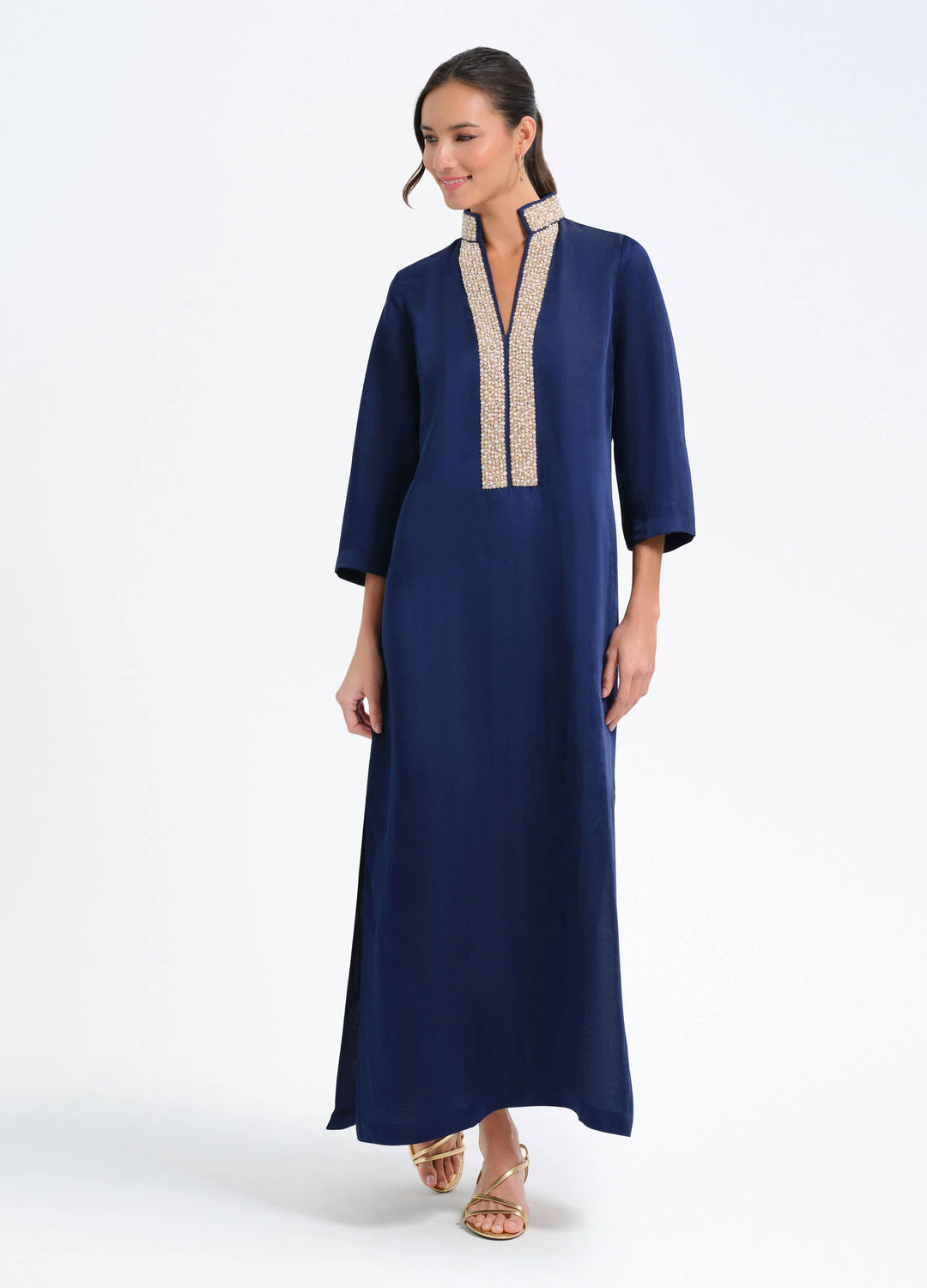 Pearl 3/4 Sleeve Caftan | Navy