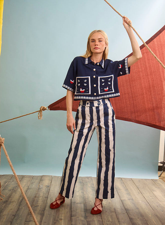 Juno Pant | Lighthouse Stripe Navy