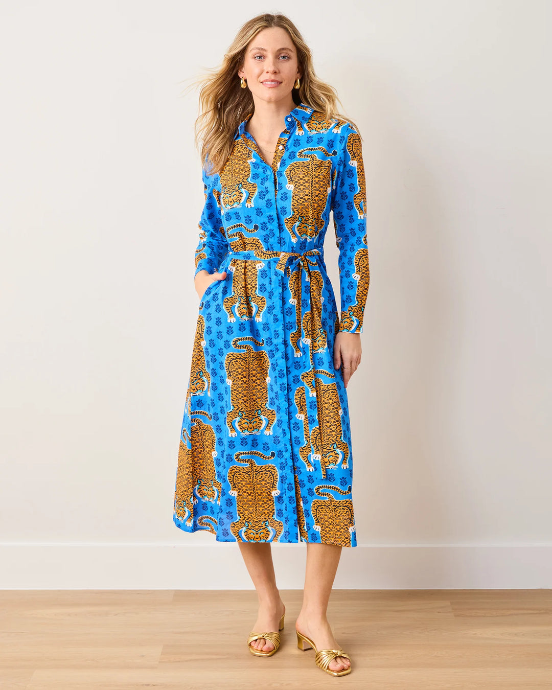 Monaco Midi Dress | Siberian Stripes & Cobalt Blue