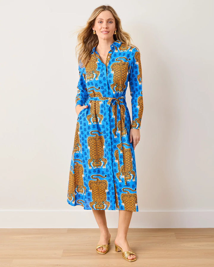Monaco Midi Dress | Siberian Stripes & Cobalt Blue