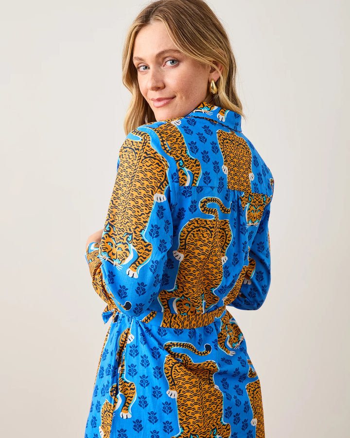 Monaco Midi Dress | Siberian Stripes & Cobalt Blue