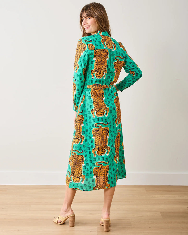 Monaco Midi Dress | Siberian Stripes & Lucky Green