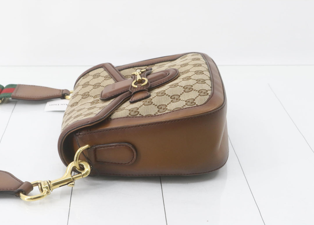 Gucci Canvas Sherry Line Horsebit Shoulder Bag