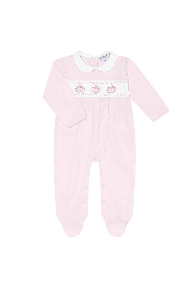 Pumpkin Patch Embroidered Footie | Pink