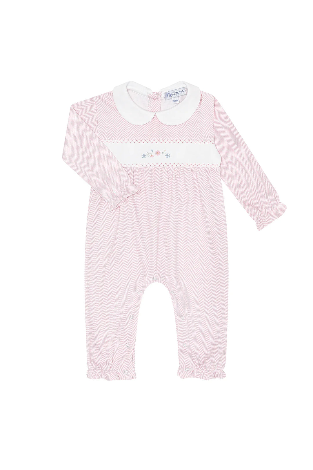Herringbone Embroidered Playsuit | Pink Flowers