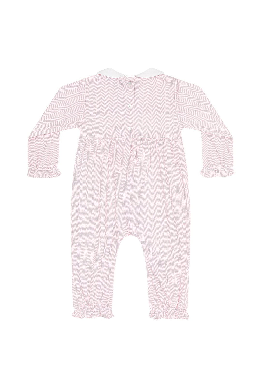 Herringbone Embroidered Playsuit | Pink Flowers