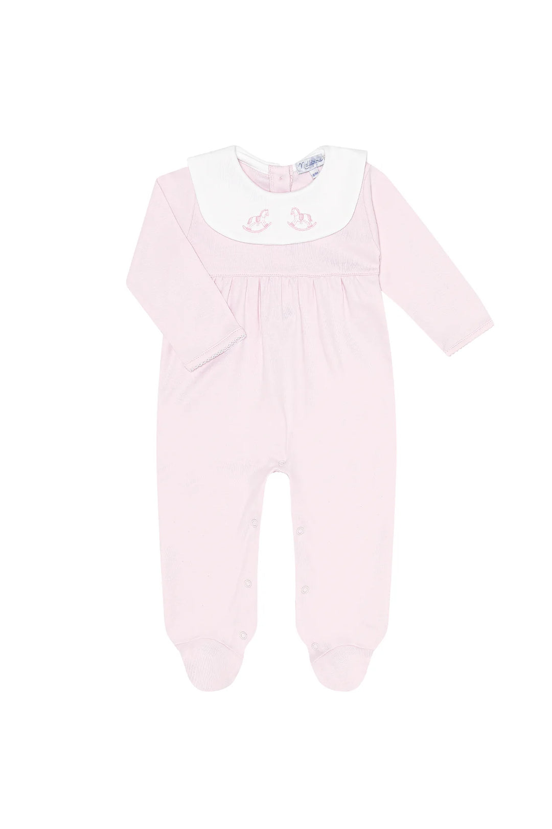 Embroidered Footie | Pink Rocking Horse