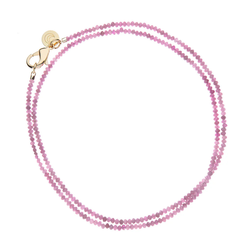 Double Wrap Diamond Cut Beaded Necklace | Tourmaline Pink - Charlotte's Inc