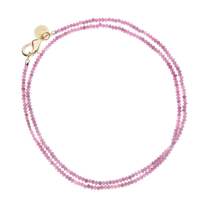 Double Wrap Diamond Cut Beaded Necklace | Tourmaline Pink - Charlotte's Inc