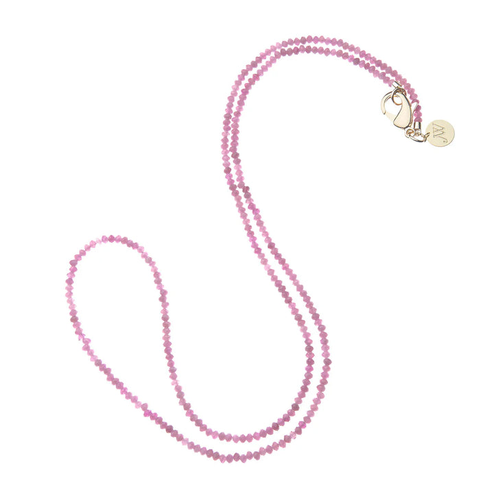 Double Wrap Diamond Cut Beaded Necklace | Tourmaline Pink - Charlotte's Inc