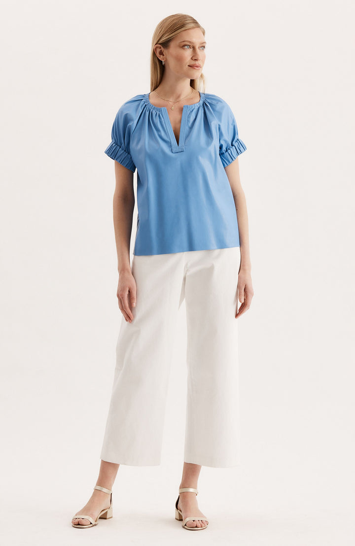 Skylar Vegan Leather Top | Provence Blue