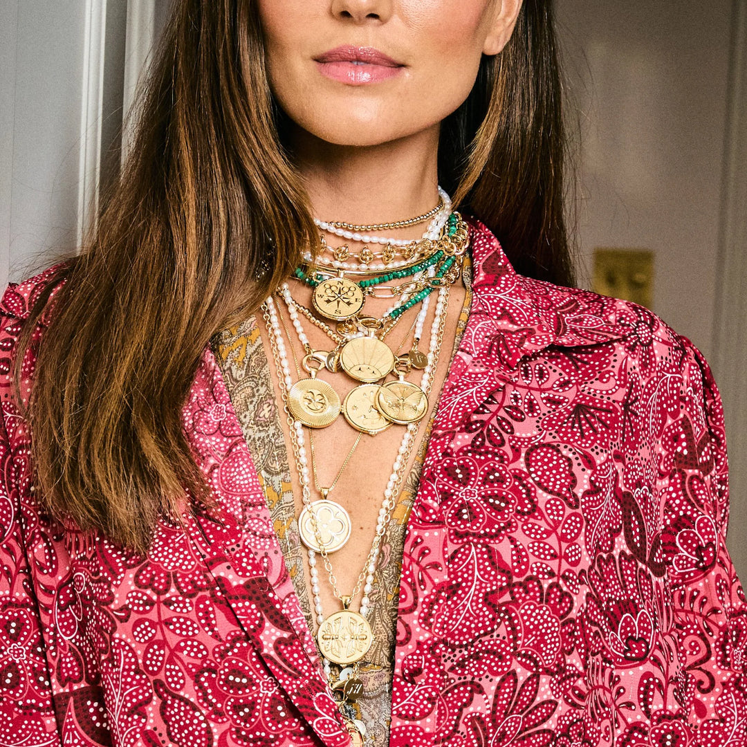 Double Wrap Rice Pearl Necklace | Gold & White Mix