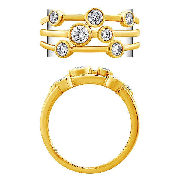 14kt 3 Row Diamond Ring R7775