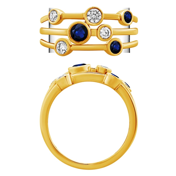 14kt 3 Row Diamond Ring R7775