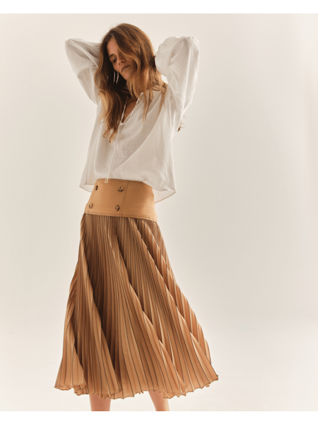 Estelle Skirt | Camel Stripe
