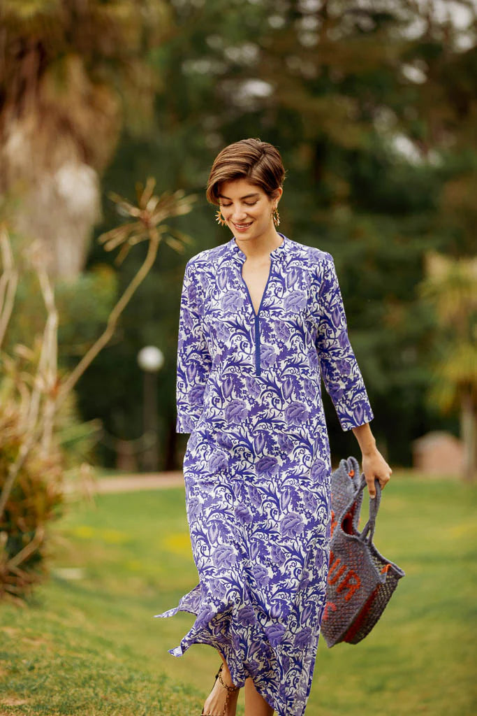 Asha Long Kurta | Hibiscus Blue