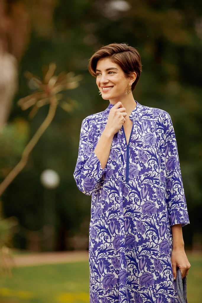 Asha Long Kurta | Hibiscus Blue