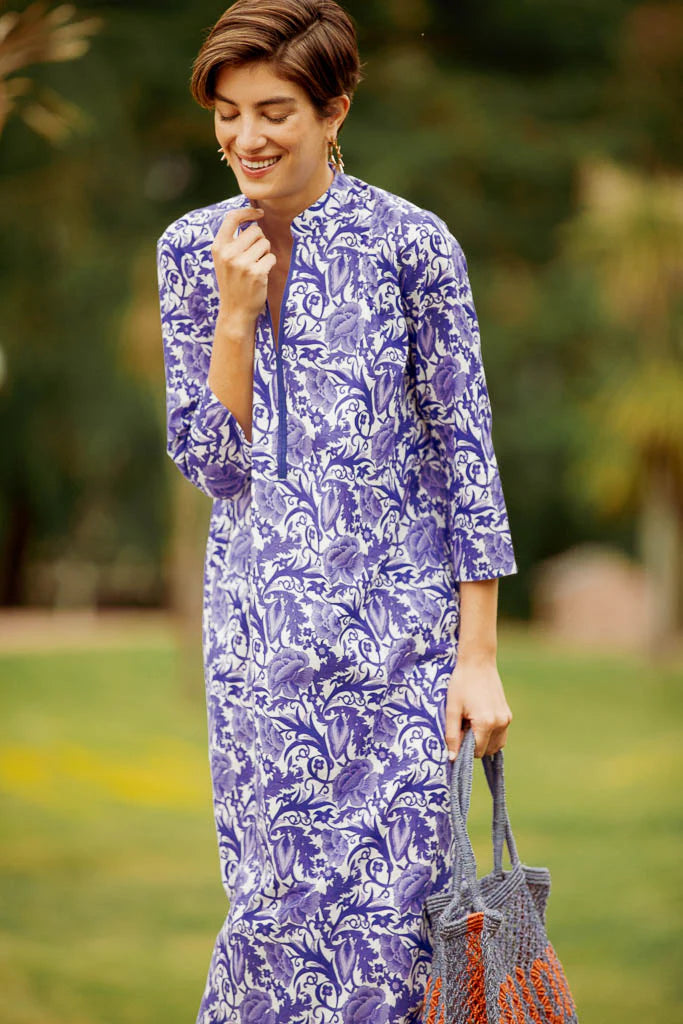 Asha Long Kurta | Hibiscus Blue