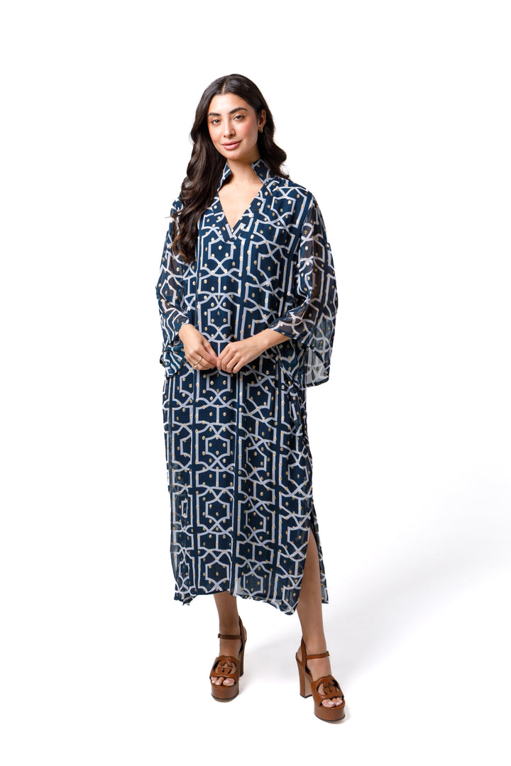Maria Caftan | Lattice Cove Navy