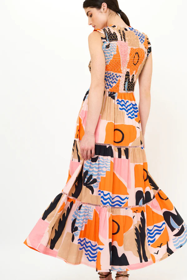 Sleeveless Smocked Maxi | Orange Rivera