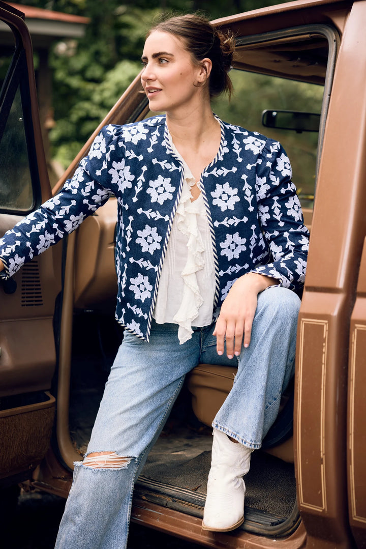 Rosy Jacket | Embroidered Denim