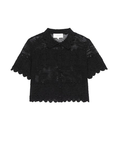 The Crochet Polo Top | Black