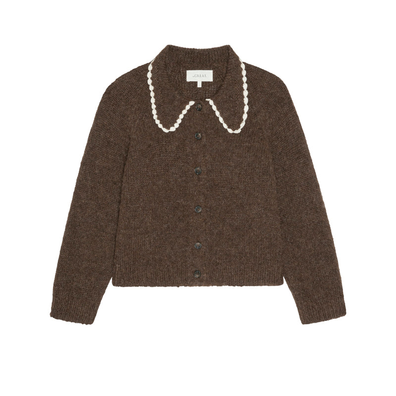The Crochet Collar Cardigan | Chocolate Brown
