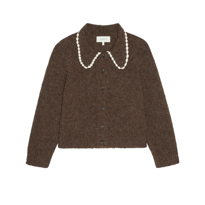 The Crochet Collar Cardigan | Chocolate Brown
