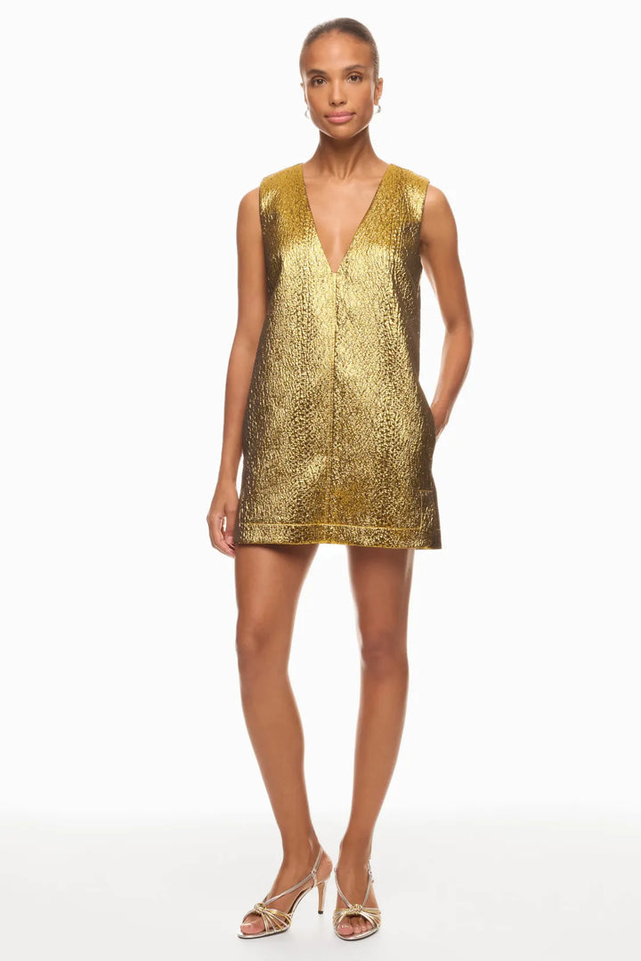 Fountain Metallic Mini Dress | Star Gold