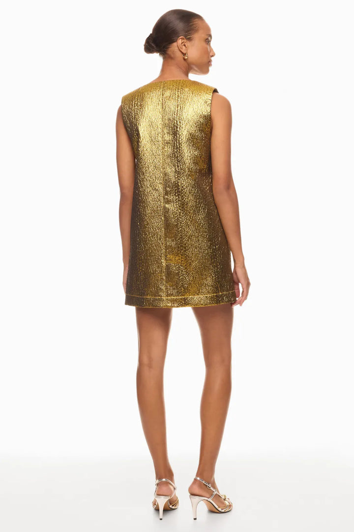 Fountain Metallic Mini Dress | Star Gold