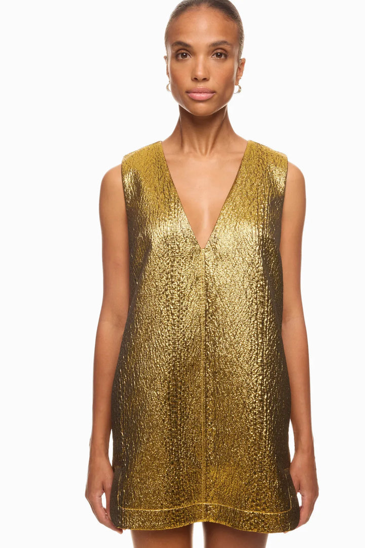 Fountain Metallic Mini Dress | Star Gold