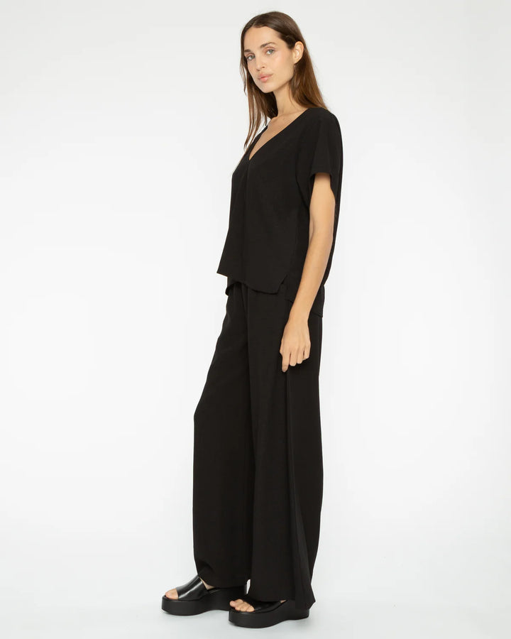 Satin Crepe Yacht Pant | Black
