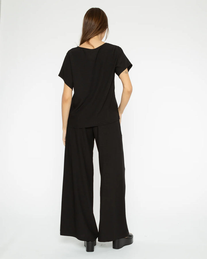 Satin Crepe Yacht Pant | Black