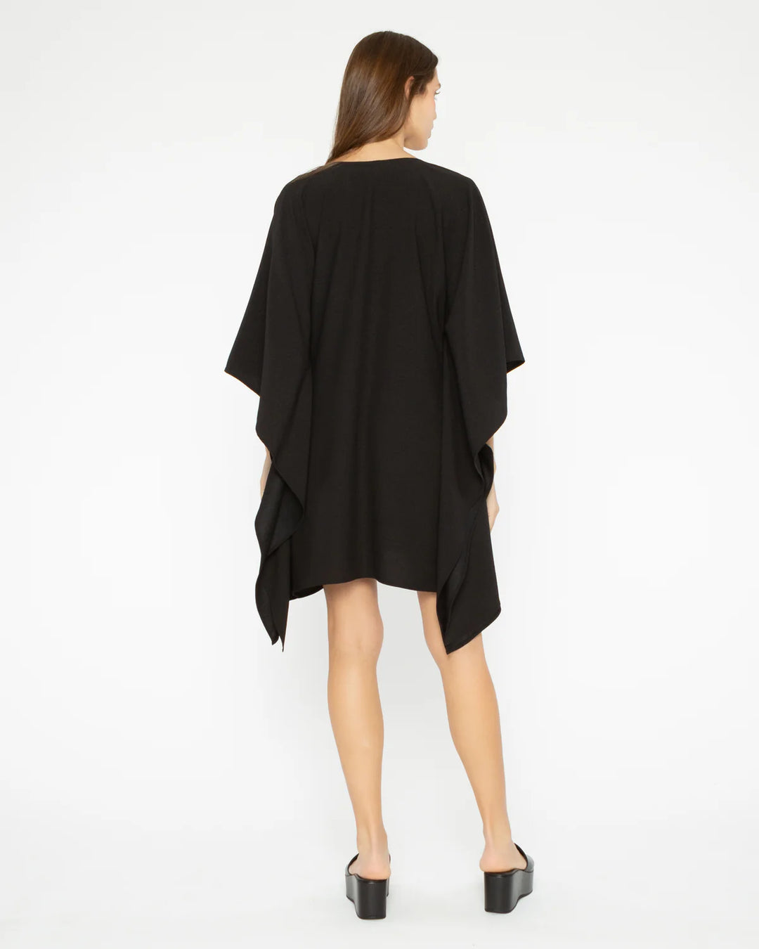 Satin Crepe Short Caftan | Black