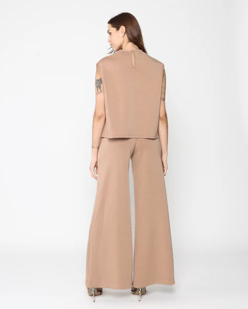 Scuba Cowl Neck Top | Tan