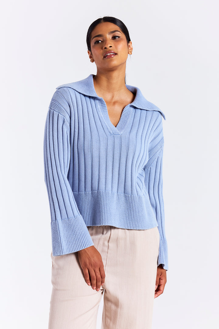 Rib Stitch Collar Knit Sweater | Skyline